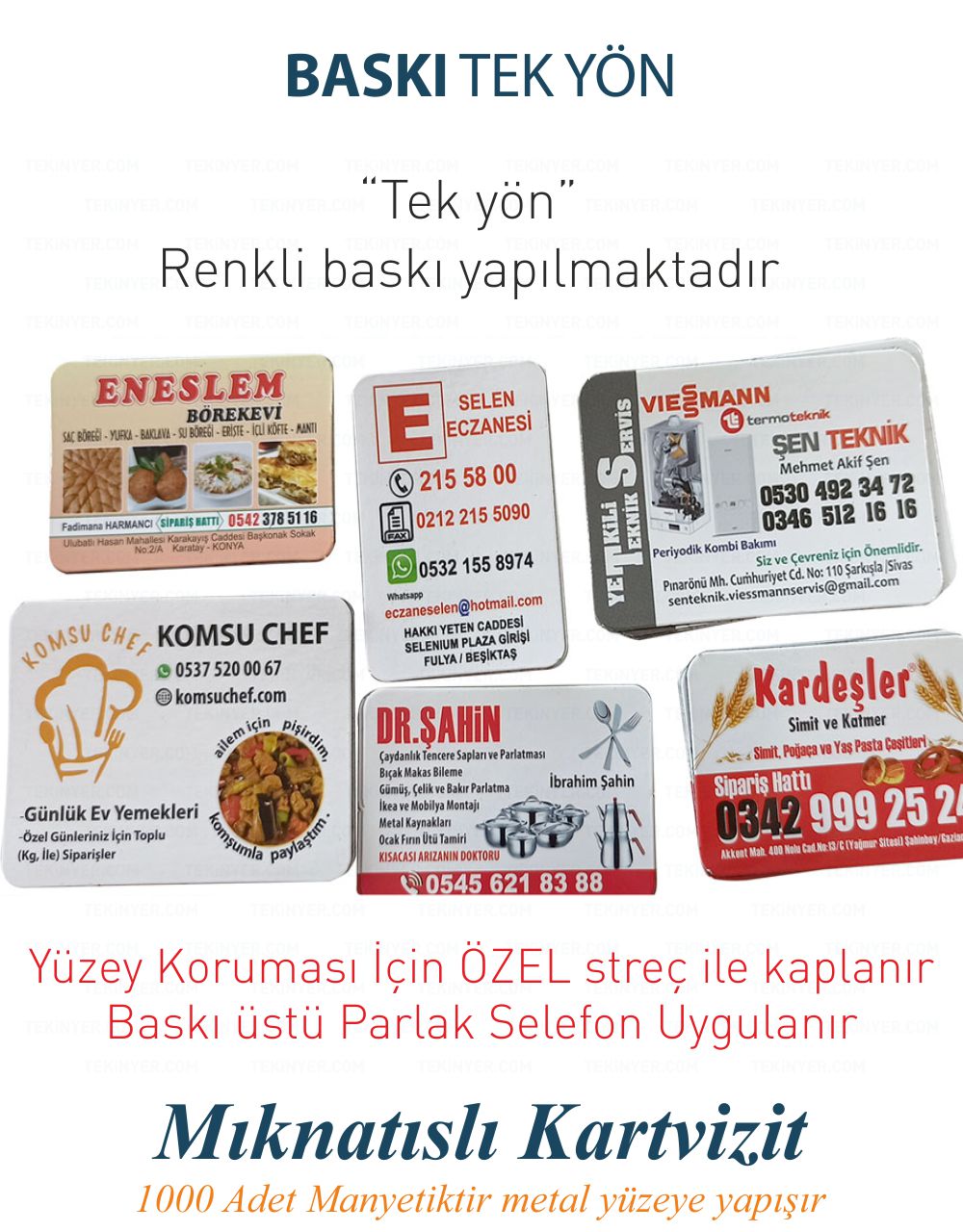 Magnet, Mıknatıslı Kartvizit Baskı yönleri; Tek yön baskıdır